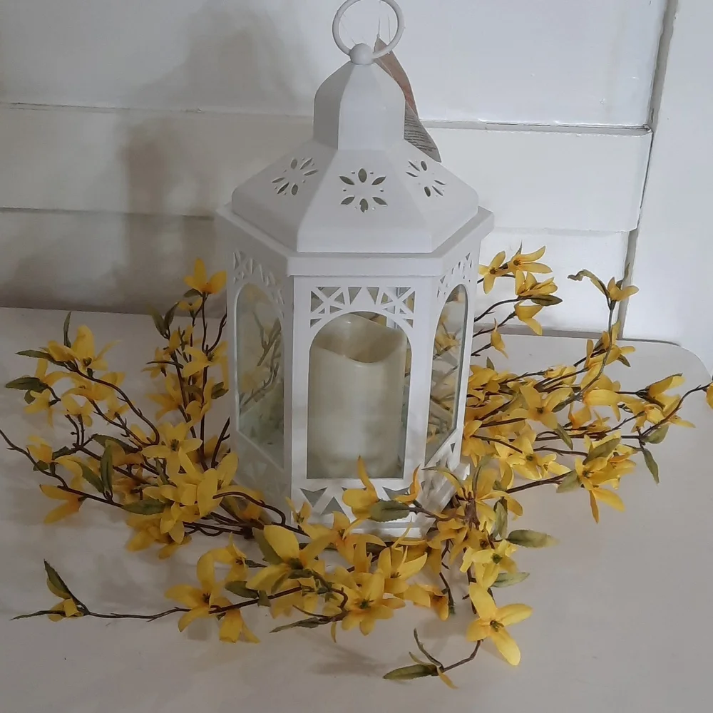 Forsythia Wreath Yellow Flower Spring Easter Everyday Candle Ring Centerpiece